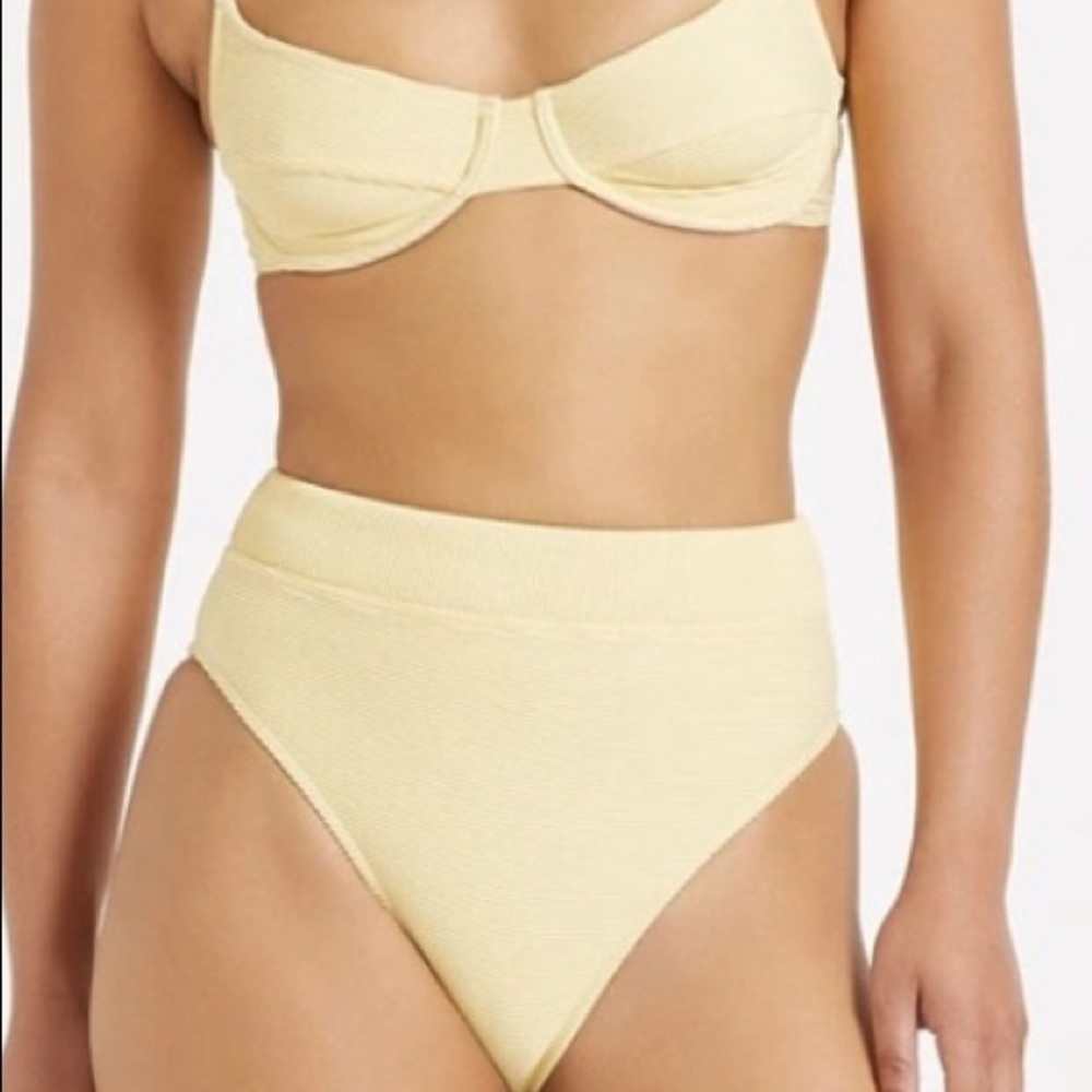 Zulu & Zephyr Cream Ribbed High-Waist Bikini Set